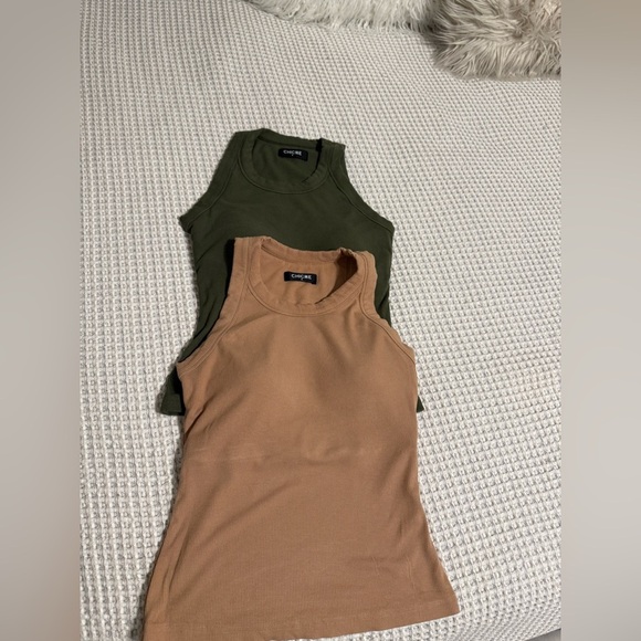 CHICME 2 Piece Tank Tops with Built in Bras Athletic Tank Tops - Picture 3 of 13